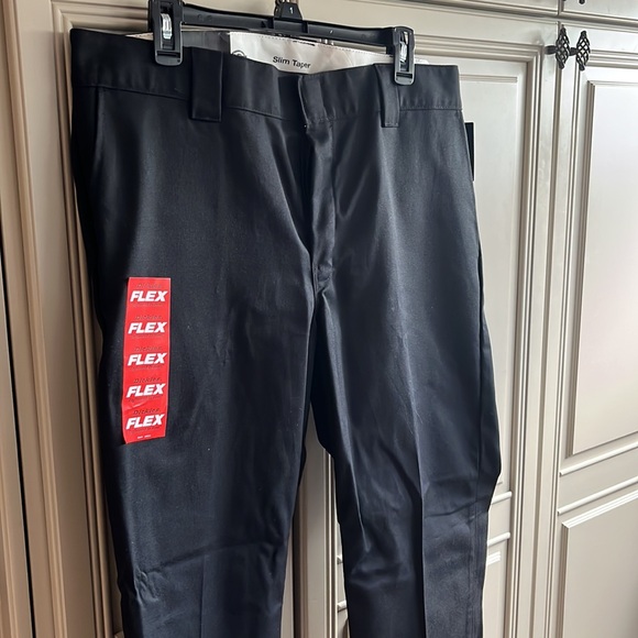 Dickies Slim Fit Tapered Leg Black Pants 38 X 30 - Picture 2 of 5